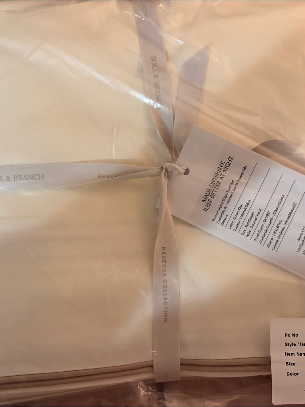 Boll & Branch Reserve Collection Duvet Cover Oak/Cream NWT
